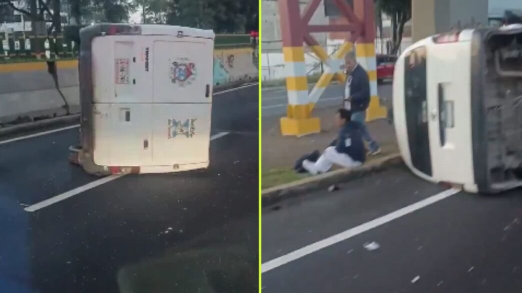 Accidente en Tepotzotlán causa volcadura de dos combis en Periférico Norte