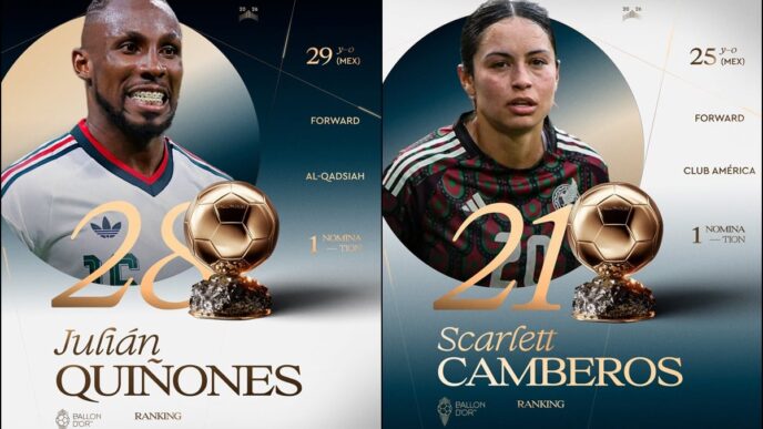 Julián Quiñones y Scarlett Camberos brillan en el Balón de Oro 2026